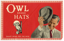 Load image into Gallery viewer, OWL Brand HATS Vintage Menswear Label, Men's Fashion