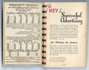Vintage 1940s Advertising Book Matches Sample Catalog PDF ONLY, Mercury Match Corporation 