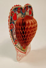 Load image into Gallery viewer, Antique BEISTLE VALENTINE'S DAY Honeycomb Heart Card