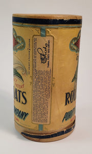 Antique 1910's-1920's ROLLED OATS CANISTER, Purity Brand, Calla Lily