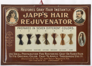 Japp's Hair Rejuvenator Celluloid Advertising Sign