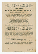 Load image into Gallery viewer, Victorian Hunt's Remedy Kidney & Liver, Quack Medicine Trade Card