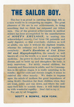 Load image into Gallery viewer, Victorian Scott's Emulsion, Quack Medicine Trade Card || Sailor Boy, Fish