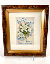 Load image into Gallery viewer, 1899 Framed VICK'S SEED CATALOG Cover/ Lithograph, Flowers, Plants