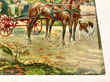 Load image into Gallery viewer, Antique 1910's AN AUTUMN DRIVE Lithograph, Print, Gibson Girl, Carriage