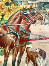 Load image into Gallery viewer, Antique 1910's AN AUTUMN DRIVE Lithograph, Print, Gibson Girl, Carriage