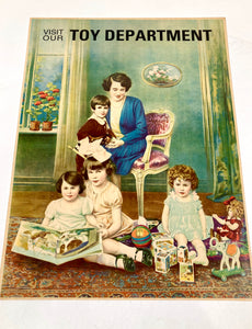 1920's Antique TOY DEPARTMENT Advertising Poster, Original Lithograph