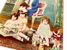 Load image into Gallery viewer, 1920's Antique TOY DEPARTMENT Advertising Poster, Original Lithograph