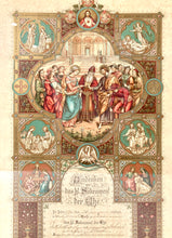 Load image into Gallery viewer, 1925 Framed German Marriage Certificate, Scenes from Christ's Life, Biblical