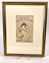 Load image into Gallery viewer, Antique Framed DICTIONNAIRE DES ARTS DECORATIFS Magazine Cover, Alphonse Mucha