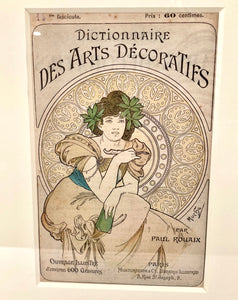 Antique Framed DICTIONNAIRE DES ARTS DECORATIFS Magazine Cover, Alphonse Mucha