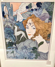 Load image into Gallery viewer, 1897 Antique Framed RETOUR Lithograph, Georges de Feure, Art Nouveau