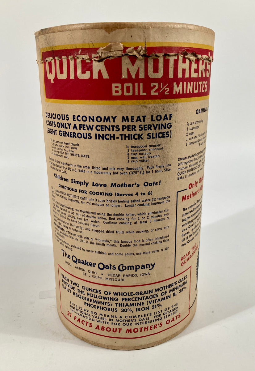 Vintage Quaker Quick Mother's Oats Box, Packaging Design, Quaker Oats  Cardboard Box, Food Label, Pantry Organization, Rustic Kitchen Storage 