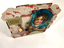 Load image into Gallery viewer, 1917 Large Antique Die-cut, Three Dimensional Calendar, Child in Blue Bonnet