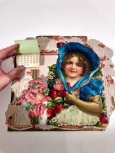 Load image into Gallery viewer, 1917 Large Antique Die-cut, Three Dimensional Calendar, Child in Blue Bonnet