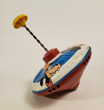 Load image into Gallery viewer, 1973 Tin DISNEY SPINNING TOP, Mickey Mouse, Donald Duck, Goofy, Pluto