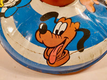 Load image into Gallery viewer, 1973 Tin DISNEY SPINNING TOP, Mickey Mouse, Donald Duck, Goofy, Pluto