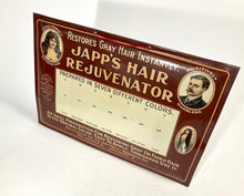 Load image into Gallery viewer, Antique Edwardian JAPP'S HAIR REJUVENATOR Metal Store Display, Sign