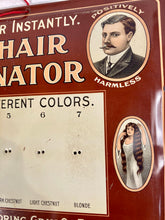 Load image into Gallery viewer, Antique Edwardian JAPP'S HAIR REJUVENATOR Metal Store Display, Sign
