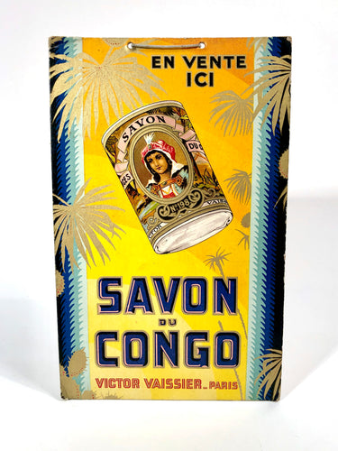 Antique French SAVON DU CONGO Store Soap Display, Advertising Sign