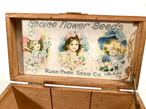 Three Kids, Choice FLOWER SEEDS Box, Old Vintage, Rush Park Seed Co.