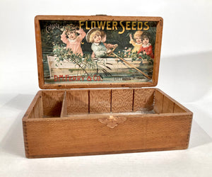 Kids in Canoe, Choice FLOWER SEEDS Box, Old Vintage, D.M Ferry