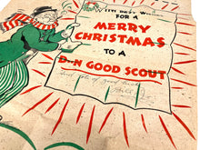 Load image into Gallery viewer, 1930's Rare HALLMARK Large, Fold Out, Comic Cartoon CHRISTMAS CARD, WC Fields Lookalike