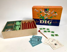 Load image into Gallery viewer, 1950's Vintage DIG Family Card, Board GAME, Gold Mine, Monopoly Man, Deco