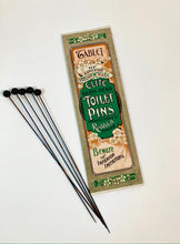 Load image into Gallery viewer, Antique 1900's ELITE TOILET PIN TABLET, Edwardian Glass Hat Pins, Vintage Fashion