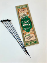 Load image into Gallery viewer, Antique 1900's ELITE TOILET PIN TABLET, Edwardian Glass Hat Pins, Vintage Fashion