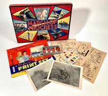 Load image into Gallery viewer, 1942 Antique MARCH OF PROGRESS Art Education, Print Set, Children's Game