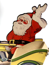 Load image into Gallery viewer, CHRISTMAS Die-cut Stand-up SANTA and Sleigh Advertising Display, Holder, Santa on a Motorcycle