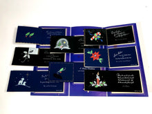 Load image into Gallery viewer, 1950's Dark 'n' Hansum Personal CHRISTMAS CARDS Sample Book, Eight Designs, Foil || Hye-Quality Card Co.