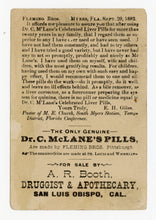 Load image into Gallery viewer, Victorian Dr. McLane's Liver Pills, Quack Medicine Trade Card || Pharmacy