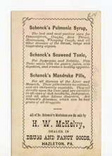 Load image into Gallery viewer, Victorian Schenck&#39;s Seaweed Tonic, Quack Medicine Trade Card || Carnation