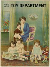 Load image into Gallery viewer, 1920's Antique TOY DEPARTMENT Advertising Poster, Original Lithograph