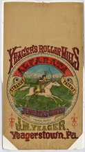 Load image into Gallery viewer, Antique Yeager Roller Mills Flour Bag, Native American, American West
