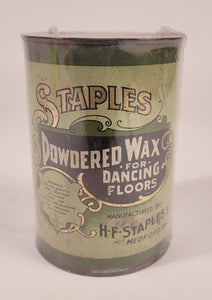 Antique 1910's STAPLES Powdered Wax for Dancing Floors Tin
