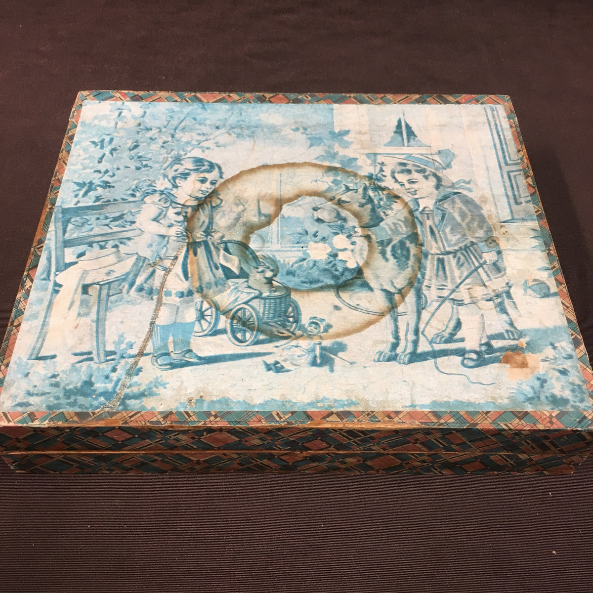 1910s Antique Multi-Sided Block Puzzle Box Set, Four Images