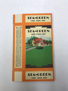 1920's-1930's Sta-Green Grass Seed Cardboard Packaging (No Seeds Included)