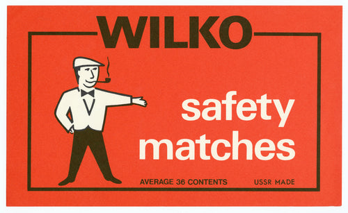 Vintage, Unused Wilko Safety Match Label || Man with Pipe
