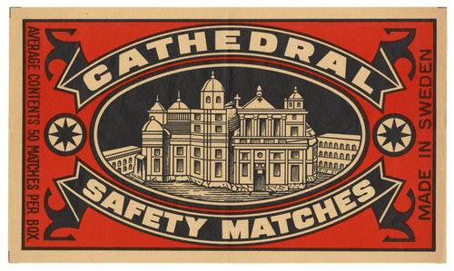 Antique, Unused Cathedral Safety Match Label