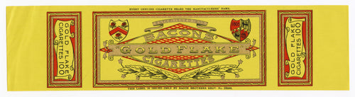 Antique, Unused BACON'S GOLDFLAKE CIGARETTE Package Label