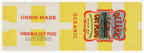 Vintage, Unused OCEANIC Cut Plug Tobacco Can Label || Detroit, Michigan
