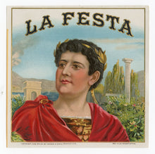 Load image into Gallery viewer, Antique, Unused LA FESTA Brand Cigar, Tobacco Crate Label SET, Ancient Rome