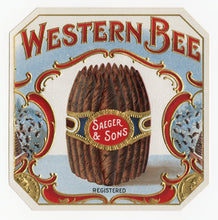 Load image into Gallery viewer, Antique, Unused WESTERN BEE Brand Cigar, Tobacco Caddy Crate Label