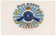 Load image into Gallery viewer, Antique, Unused BLUE RIBBON Brand Cigar, Tobacco Caddy Crate Label SET OF THREE
