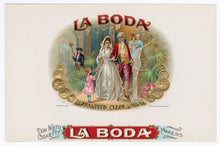 Load image into Gallery viewer, Antique, Unused LA BODA Brand Cigar, Tobacco Caddy Crate Label SET of Two, Wedding