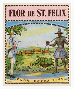 Antique, Unused FLOR DE ST. FELIX Brand Cigar, Tobacco Caddy Crate Label