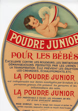 Load image into Gallery viewer, Large Antique French Poudre Junior BABY POWDER Label, Nursery, Daycare